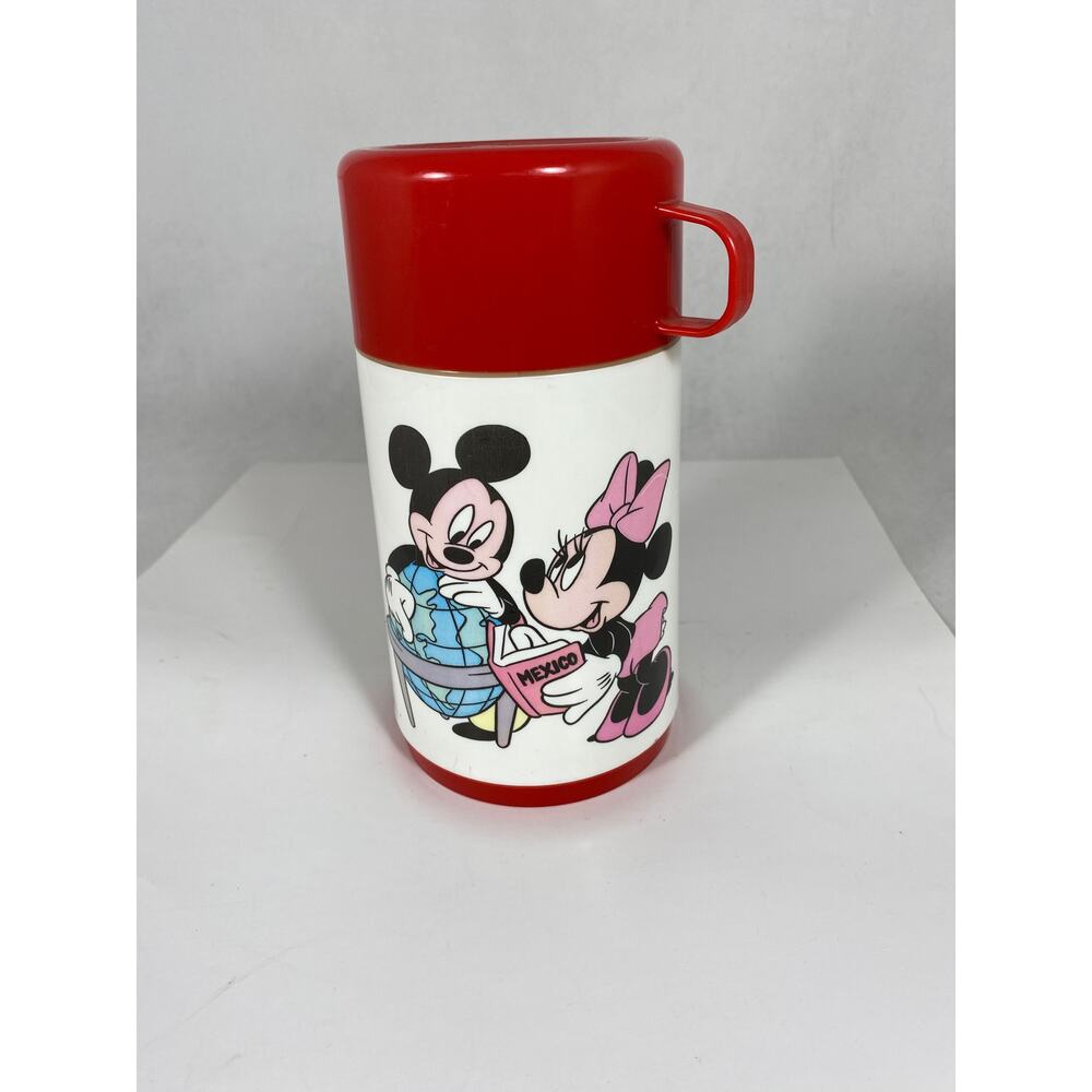Aladdin Vintage Mickey And Minnie  Mouse Water Sipper Red